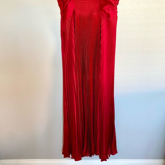 WHITE HOUSE + BLACK MARKET Red Gown Mini Pleat Maxi Dress - Picture 5 of 9